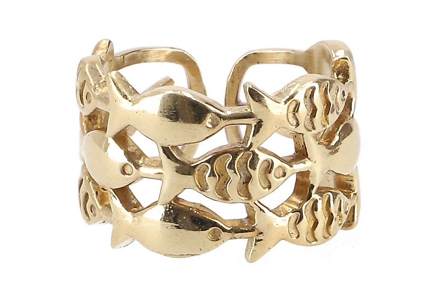 Guru-Shop Fingerring Breiter Messing Modeschmuck Ring mit Fischen -.. günstig online kaufen
