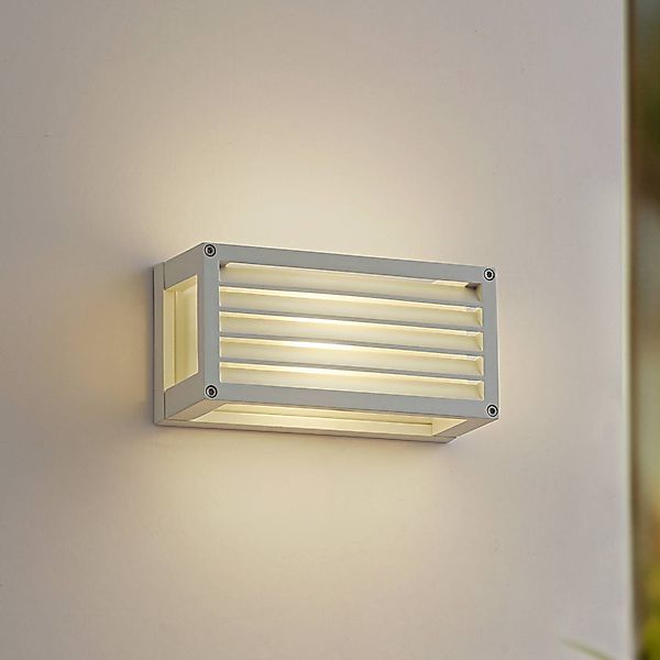 Lucande Außenwandlampe Aurelien, weiß, 12 cm, gestreift günstig online kaufen