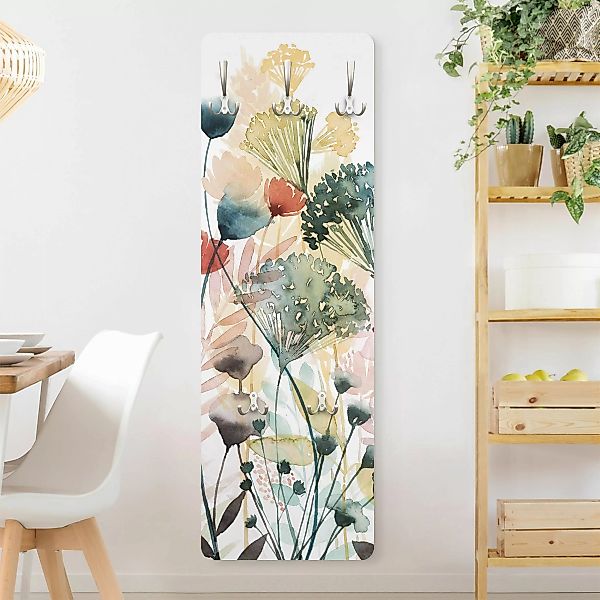 Wandgarderobe Holzpaneel Wildblumen im Sommer I günstig online kaufen