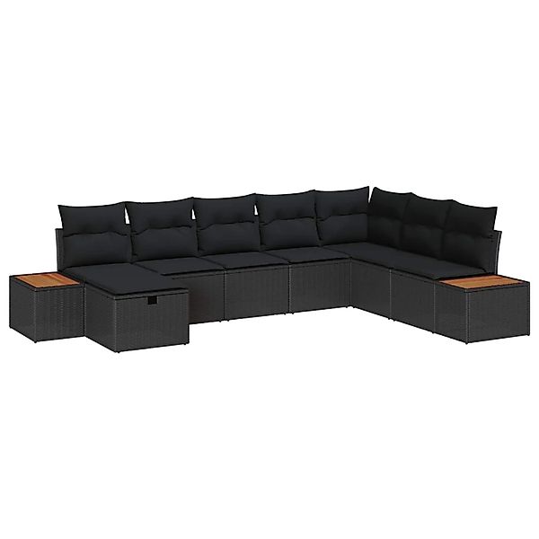 vidaXL Gartensofa-Set mit Kissen mit Speicher Schwarz Poly-Rattan 3360987 günstig online kaufen