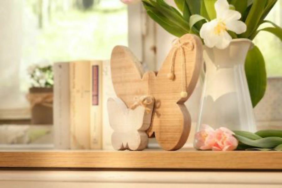 HOME Living Holz-Deko SPAR-SET 2x Schmetterlinge Dekoobjekte natur günstig online kaufen