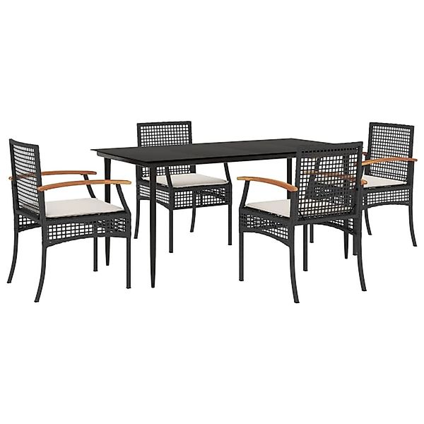 vidaXL 5-Tlg Garten-Essgruppe mit Kissen Schwarz Poly Rattan 3213599 günstig online kaufen