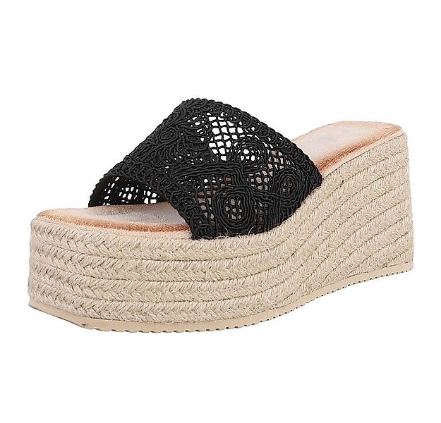 Ital-Design Wedge-Pantoletten mit Stickerei für Damen – Beige Plateausandal günstig online kaufen
