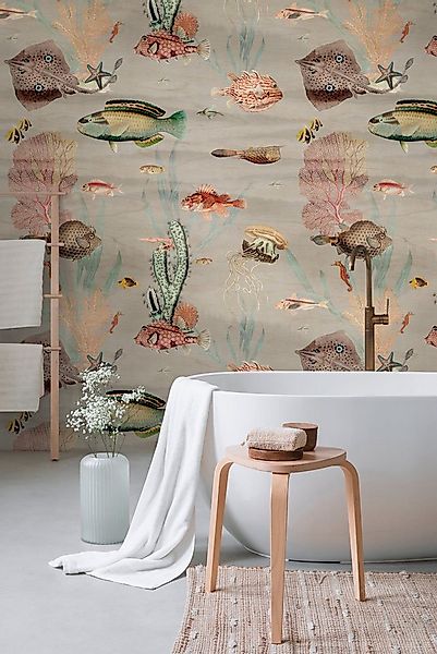 living walls Fototapete THE WALL III Tapete mit Fischen Motivtapete Tiere M günstig online kaufen