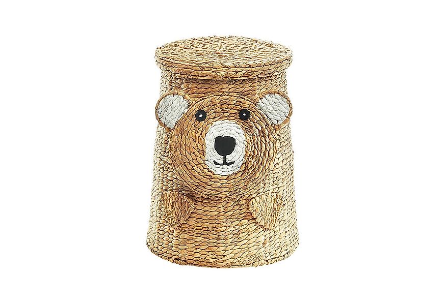 Kobolo Wäschekorb Aufbewahrungskorb BEAR mit Deckel - Wasserhyazinthe braun günstig online kaufen