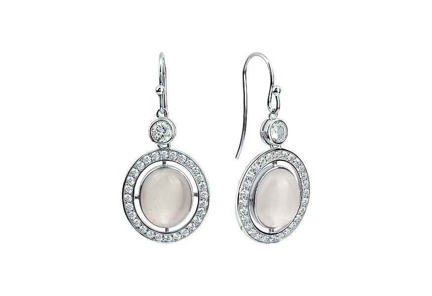 Zeeme Paar Ohrhänger Silber 925 rhodiniert mit echtem Mondstein und Zirkoia günstig online kaufen