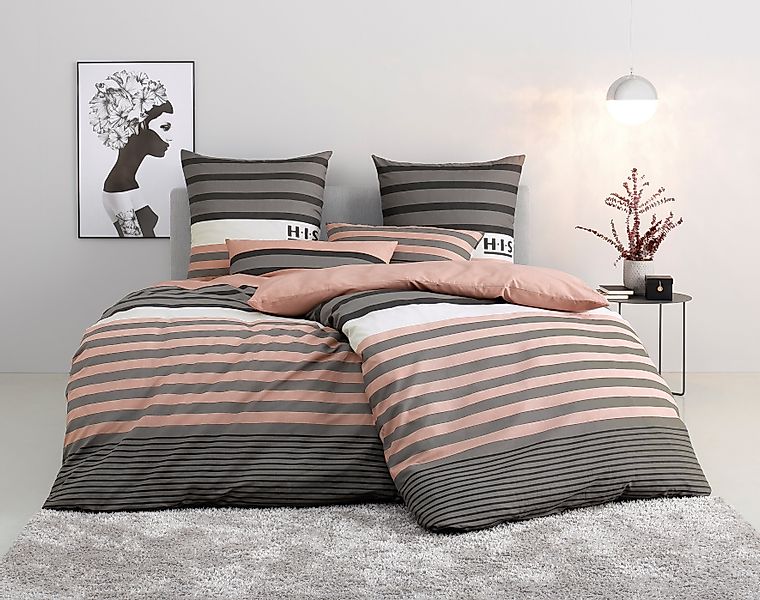 H.I.S Bettwäsche Majoran, Biber, 2 teilig, günstig online kaufen