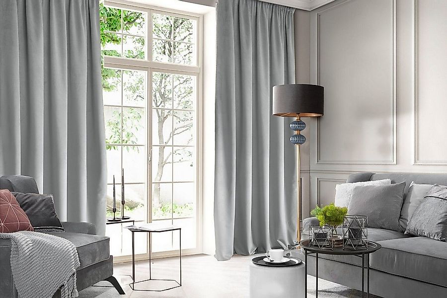 Design91 Vorhang Samtvorhänge Wohnzimmer Schlafzimmer Blickdicht Ösen Velou günstig online kaufen