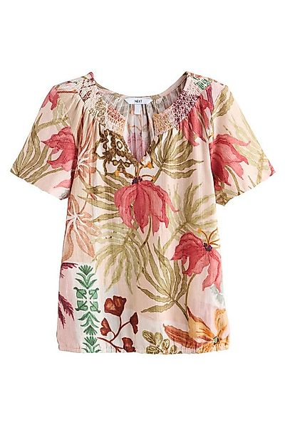 Next T-Shirt Oberteil mit Kerbausschnitt, gerüschter Ballonsaum (1-tlg) günstig online kaufen