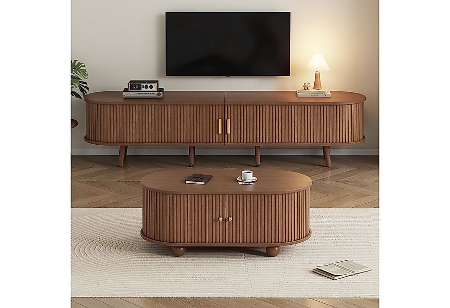MODFU Wohnzimmer-Set TV-Schrank & Couchtisch Set, (ovale Kombination in Ori günstig online kaufen