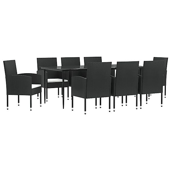 vidaXL 9-Tlg Garten-Essgruppe Schwarz Poly Rattan und Stahl 3203311 günstig online kaufen
