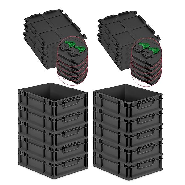 PROREGAL SuperSparSet 10x Eurobox Nextgen Grip Mit Scharnierdeckel Und Grün günstig online kaufen