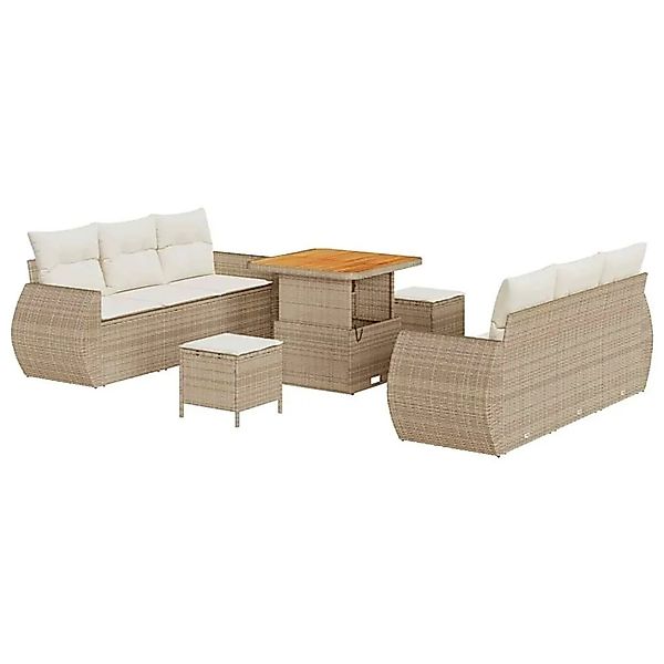 vidaXL Gartensofa-set mit Kissen 9-Tlg Beige und Creme Poly-Rattan 3363776 günstig online kaufen