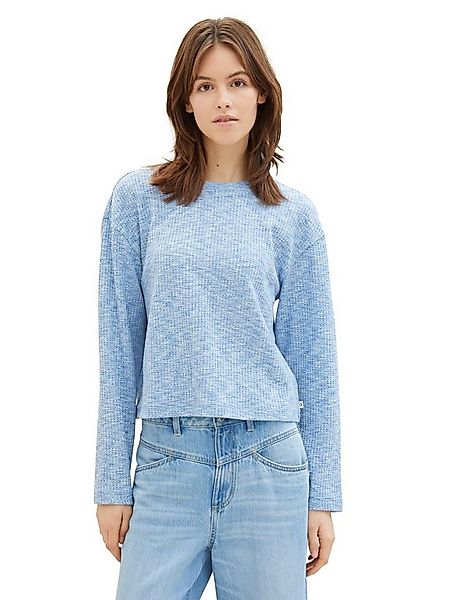 TOM TAILOR Denim Rundhalsshirt mit langen Ärmeln und Viskose günstig online kaufen
