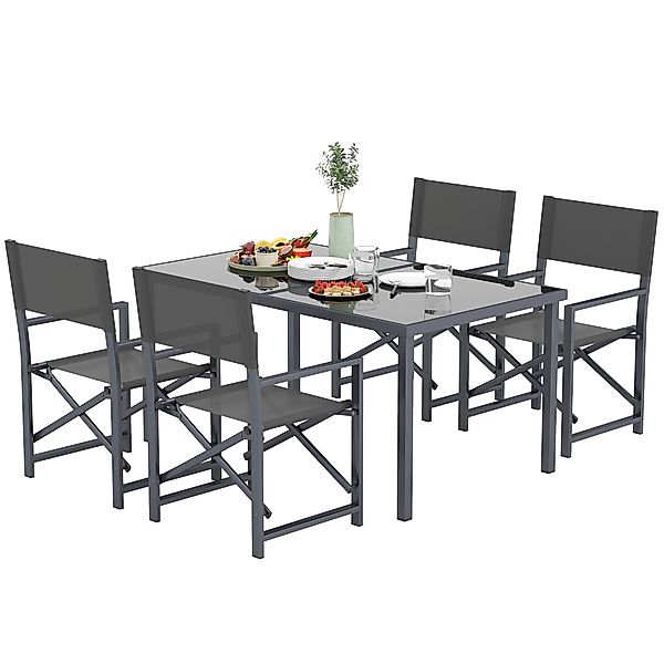 Outsunny Sitzgruppe 5-teilig Essgruppe Stahl für 4 Personen Esstisch mit 4 günstig online kaufen