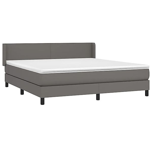 vidaXL Boxspringbett mit Matratze Grau 160x200 cm Kunstleder 3130671 günstig online kaufen