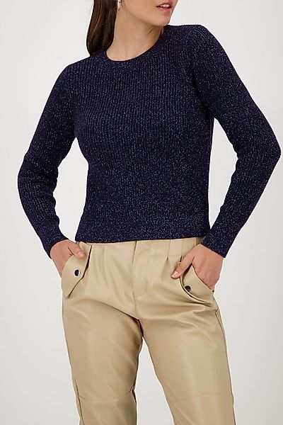 Monari Rundhalspullover 809134 Dezenter Lurex-Schimmer für günstig online kaufen
