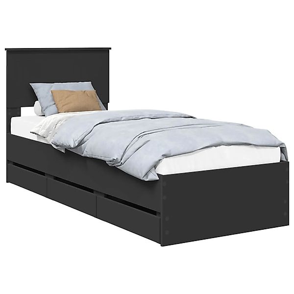 vidaXL Bettrahmen mit Schubladen Schwarz 75 x 190 cm Ingenieurs Holz 341075 günstig online kaufen