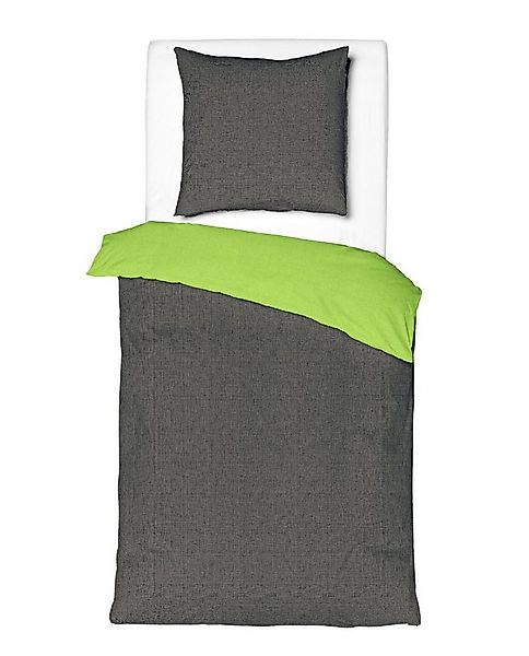JACK Wendebettwäsche 135x200cm Renforcé Zweifarbig Struktur Wendeoptik Mist günstig online kaufen
