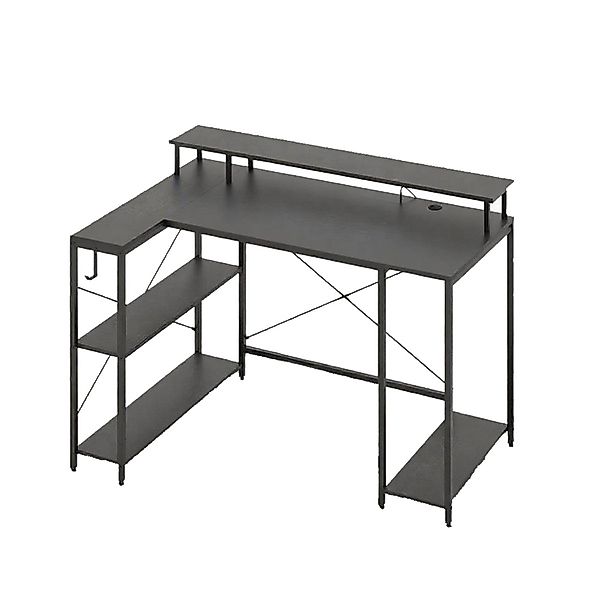 Costway L-förmiger Schreibtisch Gaming Computertisch Schwarz günstig online kaufen