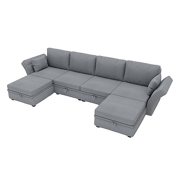 AUKWIK Ecksofa Modularität mit Hockern, Stauraum, abnehmbaren Kissen, 4-6 P günstig online kaufen