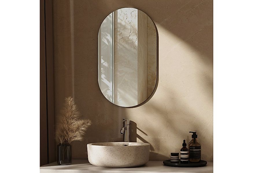 EMKE Spiegel Ovaler Wandspiegel ohne Rahmen Dekospiegel (Vertikal Horizonta günstig online kaufen