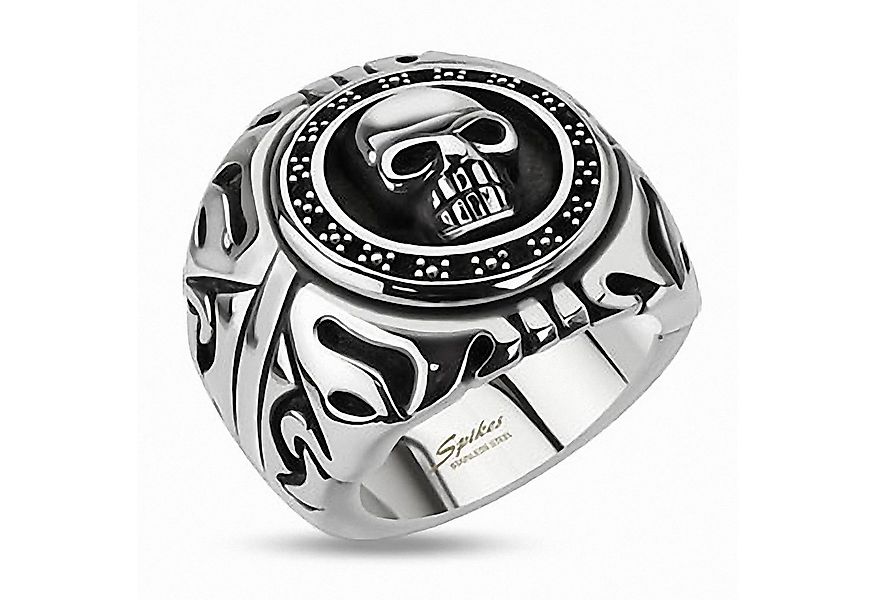 Taffstyle Fingerring Herrenring 3D Totenkopf Edelstahl massiv breit Biker R günstig online kaufen