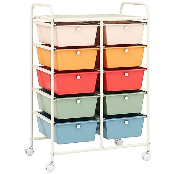 Costway Rollwagen mit 10 Stapelbaren Schubladen Mehrfarbig günstig online kaufen