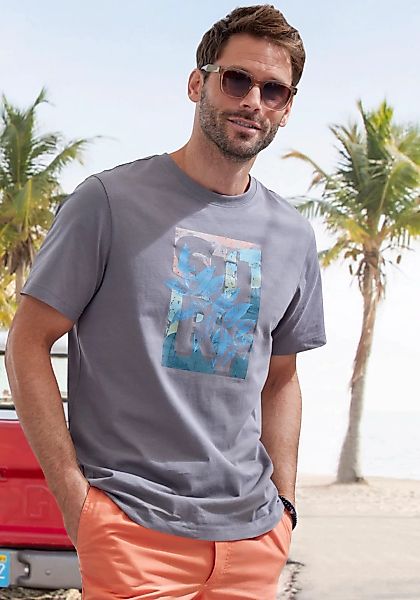 John Devin T-Shirt Rundhalsshirt mit Surf -Aufdruck aus reiner Baumwolle günstig online kaufen