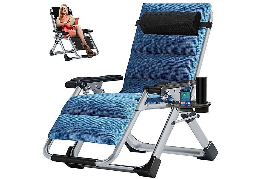 Meulbaty Klappstuhl Klappbar Gartenliege mit Polster Seitentasche, 150 kg T günstig online kaufen