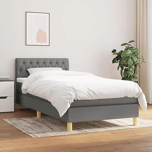 vidaXL Boxspringbett Boxspringbett mit Matratze Taupe 90x200 cm Stoff Bett günstig online kaufen