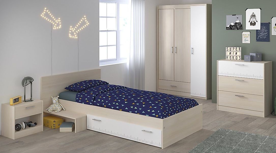 Parisot Jugendzimmer-Set Charly, (4-teilig, Stauraumbett 90x200 günstig online kaufen