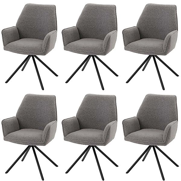MCW Esszimmerstuhl G67 Bouclé 6er-Set Hellgrau günstig online kaufen