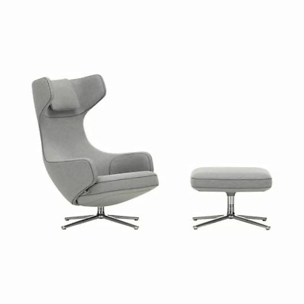 Set Sessel & Fußstütze Grand Repos textil grau / Dreh- & neigbar - Stoff - günstig online kaufen