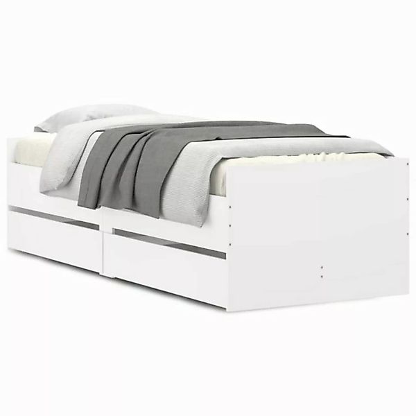 vidaXL Bettgestell Bett mit Schubladen Weiß 75x190 cm Bett Bettgestell günstig online kaufen