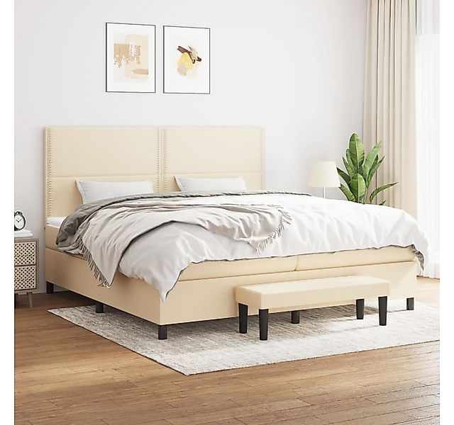 vidaXL Boxspringbett Boxspringbett mit Matratze Creme 200x200 cm Stoff Bett günstig online kaufen