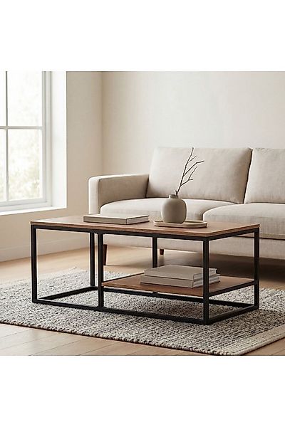 en.casa Couchtisch, mit 2 Ablageböden, Retro-Look 91144056 günstig online kaufen
