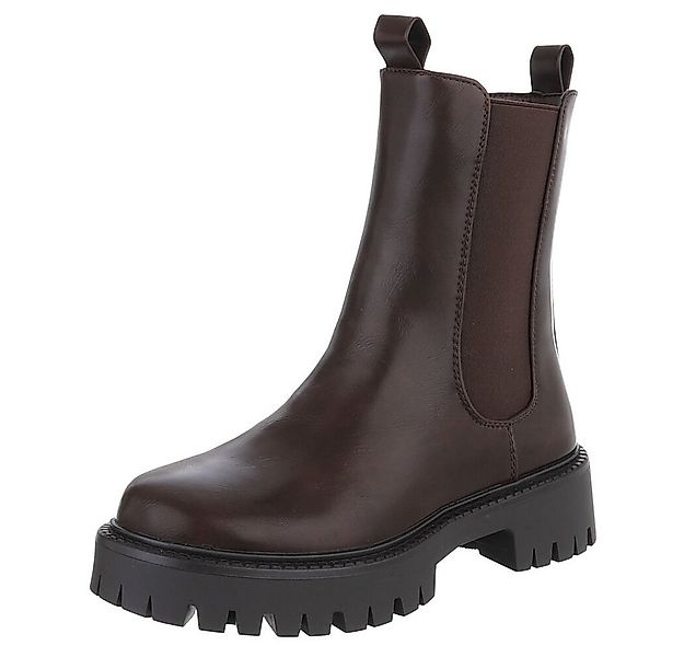 Ital-Design Stylische Chelsea-Boots mit Profilsohle für Damen Plateaustiefe günstig online kaufen