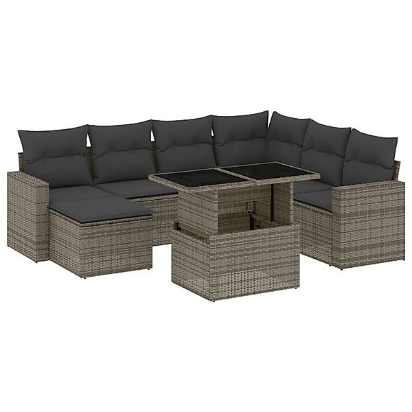 vidaXL 8-Tlg Garten-Sofagarnitur mit Kissen Grau Poly Rattan 3267440 günstig online kaufen
