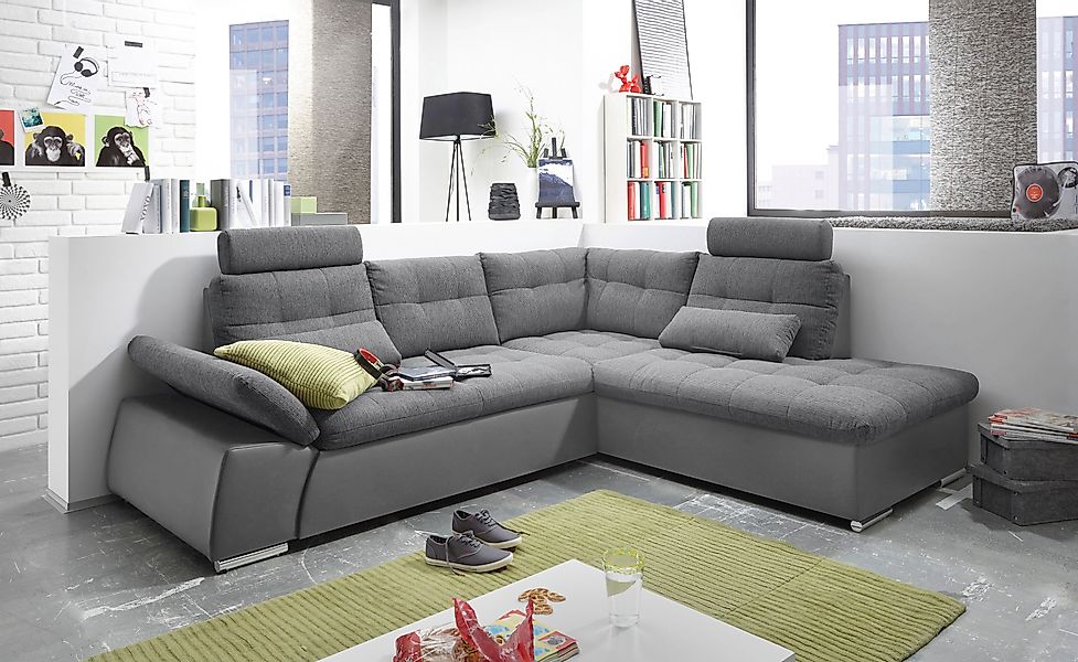 ED EXCITING DESIGN Ecksofa "Jakarta L-Form", mit Bettfunktion, Armteilverst günstig online kaufen