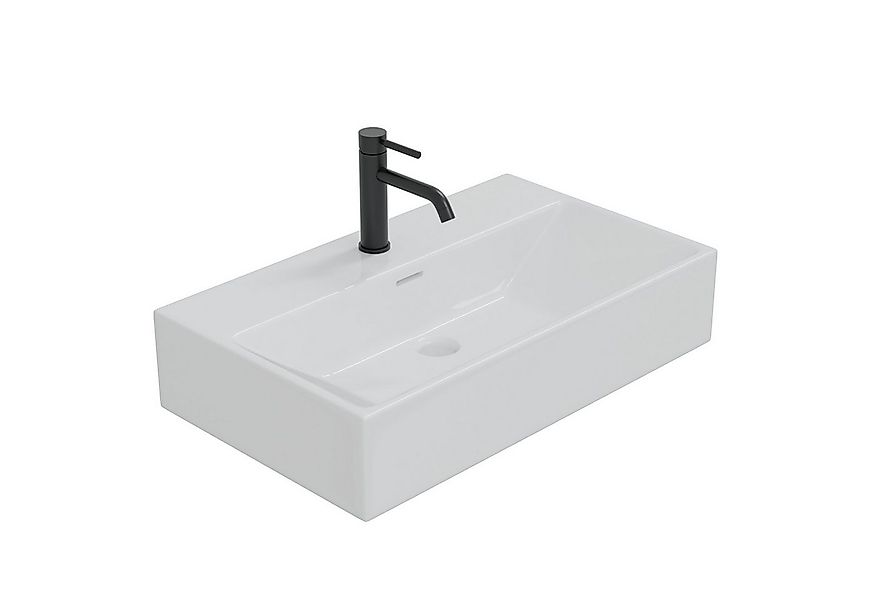 HAGO Waschbecken Keramik 60x36x13cm eckig Überlauf Wandmontage Aufsatzwasch günstig online kaufen