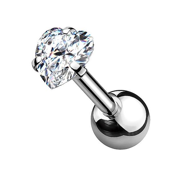 Taffstyle Piercing-Set Tragus Chirurgenstahl mit Herz Zirkonia Silber 1,2mm günstig online kaufen