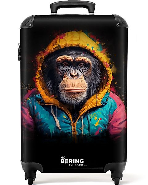 NoBoringSuitcases.com© Hartschalen-Trolley Affe mit bunter Weste günstig online kaufen