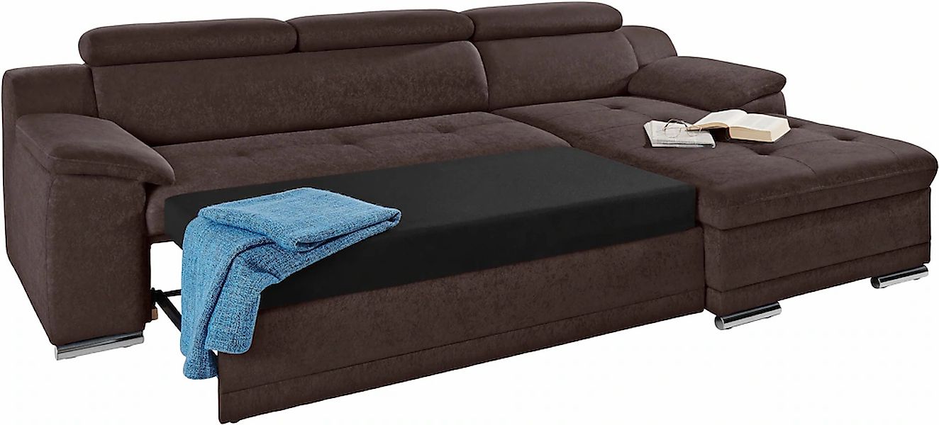 sit&more Ecksofa »Andiamo L-Form« wahlweise mit Bettfunktion, inklusive Kop günstig online kaufen