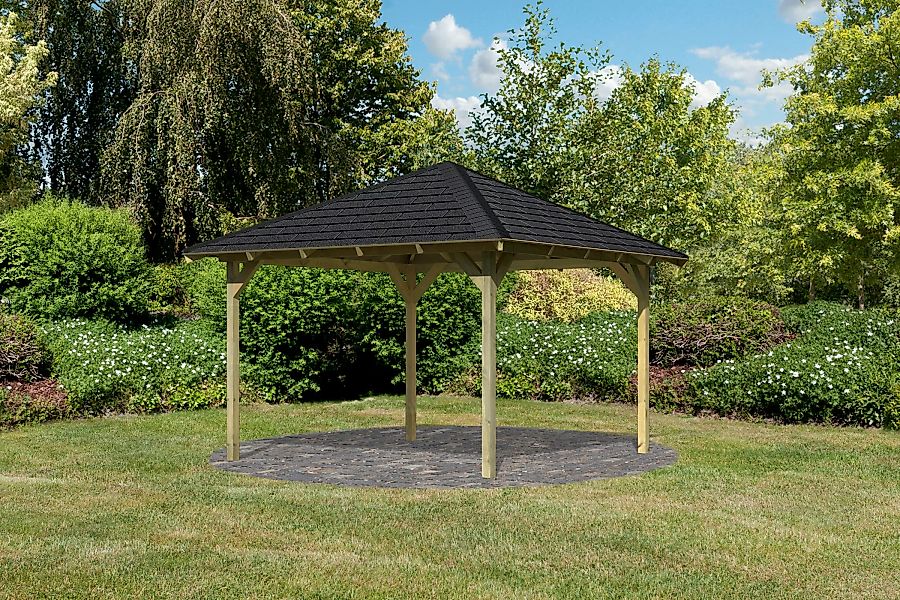 Karibu Pavillon "Granada", (Set), BxTxH: 377x377x303 cm, mit schwarzen Dach günstig online kaufen