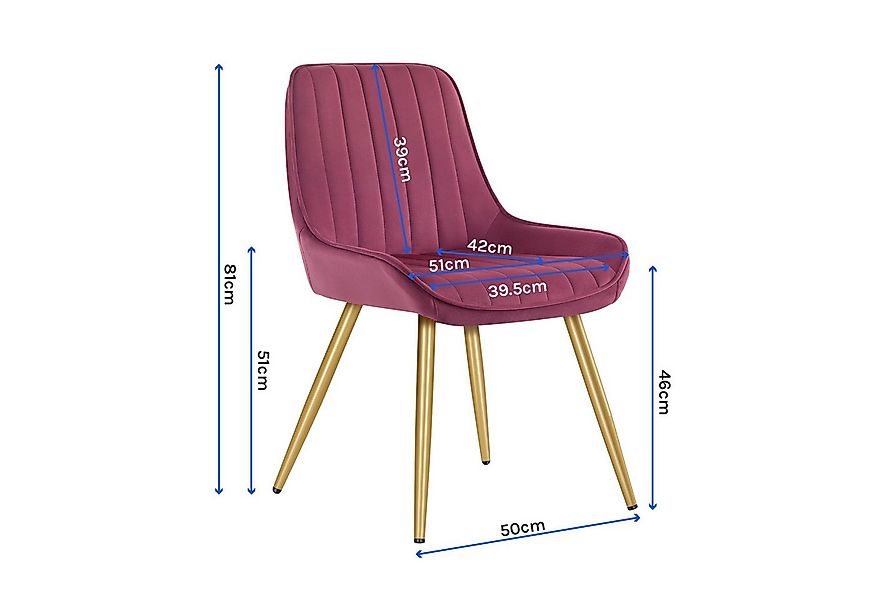 EUGAD Esszimmerstuhl (4 St), Retro, Sitzfläche aus Samt, mit Metallbeine günstig online kaufen