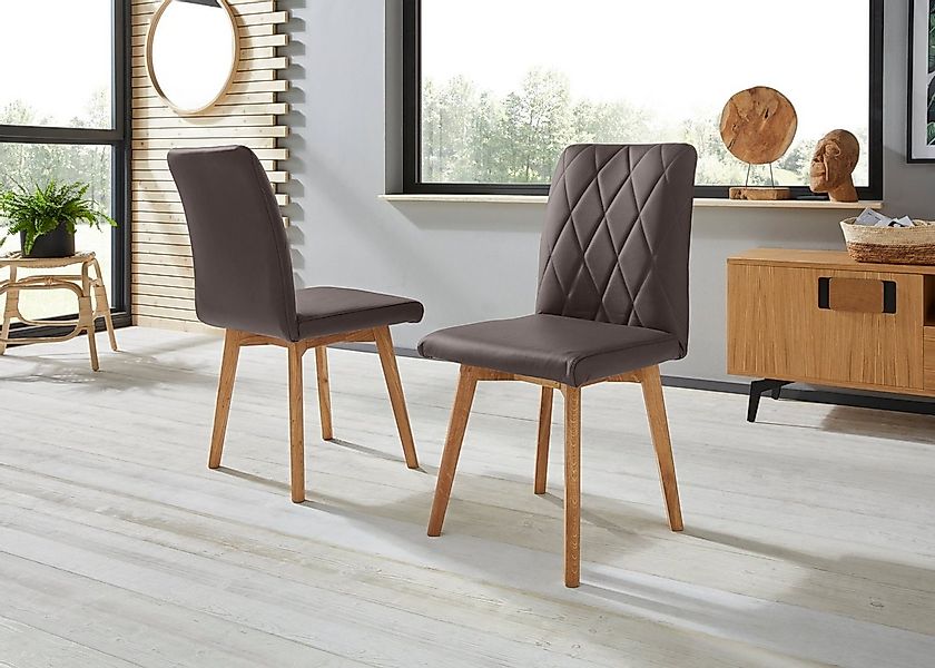 Home affaire Esszimmerstuhl Brest (Set, 2 St), Gestell aus Eiche Massivholz günstig online kaufen