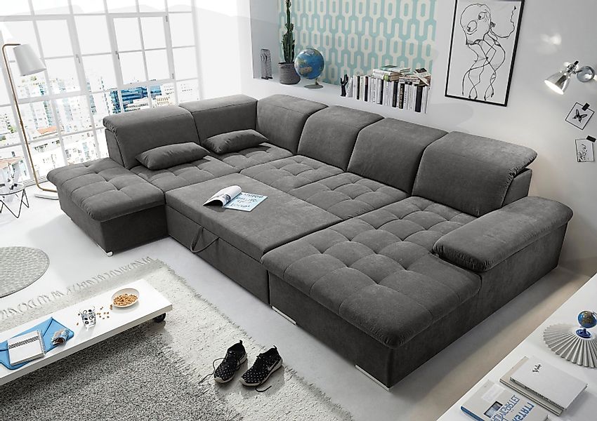 ED EXCITING DESIGN Wohnlandschaft Wayne, mit Bettfunktion, Bettkasten und N günstig online kaufen