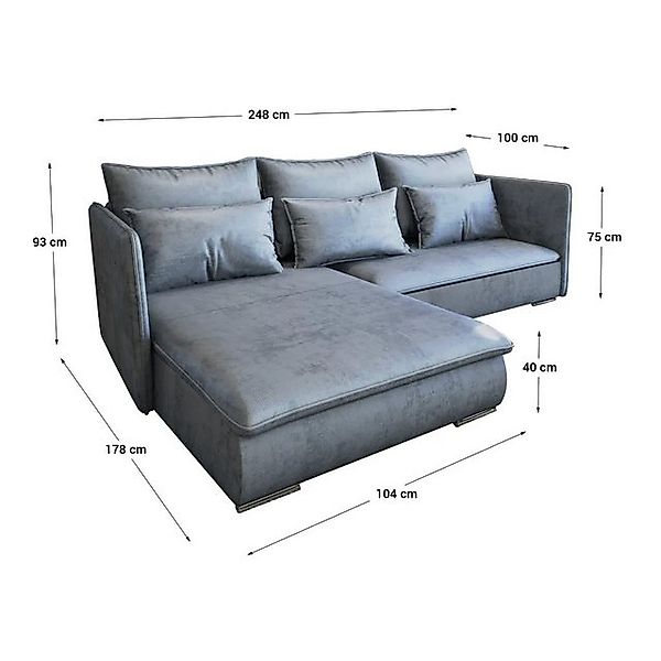 NEXT COLLECTION Ecksofa LIVIO, B:248/T:178/H:93 CM, Bettenkapazität, Liegef günstig online kaufen
