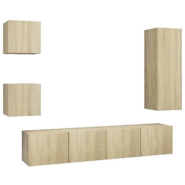 furnicato TV-Schrank 5-tlg. TV-Schrank-Sets Sonoma-Eiche Holzwerkstoff (1-S günstig online kaufen